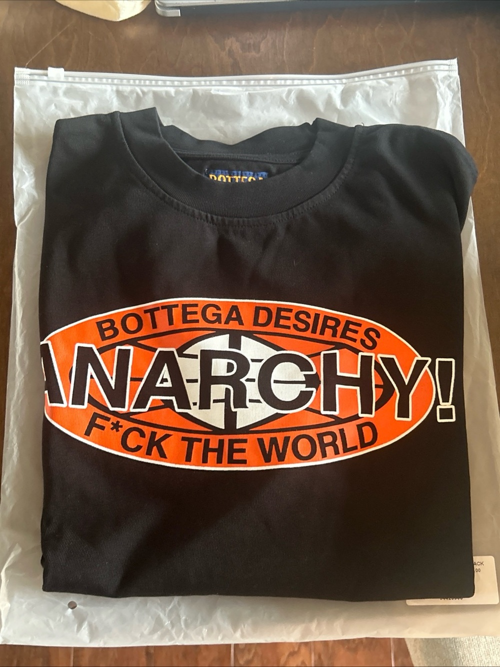 Bottega Desires Black "Anarchy" Graphic Tee - Orange Logo